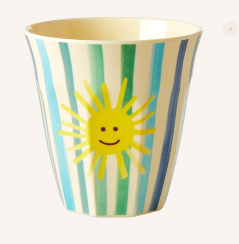 Bicchiere acqua in melamina decorato con sole e righe